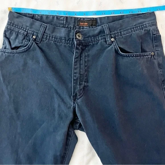 Zara Man Navy Blue Straight-Leg Chino Pants – Classic Fit, Size 34 - Picture 7 of 9